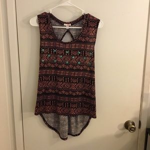 Pink and Blue Pattern with Teal Studs Top by Bongo